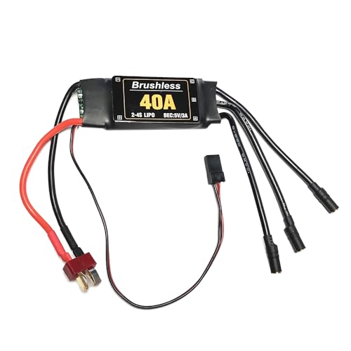 KEALBAUS 40A Bürstenloser ESC, Schwarz, Bürstenloser ESC-Geschwindigkeitsregler, Motor-T-Stecker für RC FPV-Quadcopter-Hubschrauber von KEALBAUS