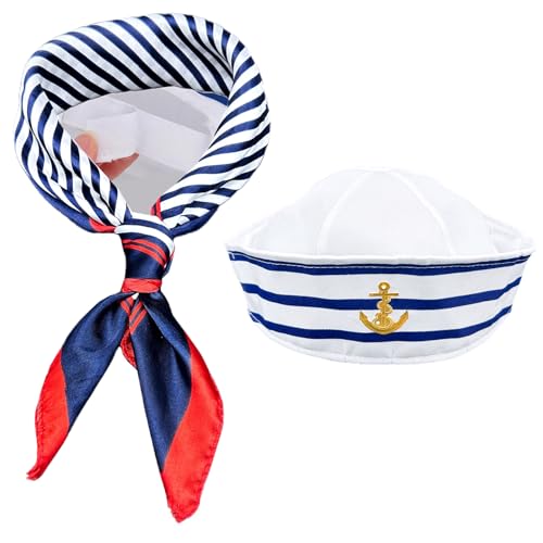 KECDRU Matrosenmütze Und Schal Für Herren Damen Mädchen Matrosen Kostüm Blau Und Weiß Verstellbar Universal Matrosen Mütze Mit Schal Für Frauen Herren Karneval Verkleidung Party Cosplay KECDRU Matrosenmütze Und Schal Für Herren Damen Mädchen Matrosen Kostüm Blau Und Weiß Verstellbar Universal Matrosen Mütze Mit Schal Für Frauen Herren Karneval Verkleidung Party Cosplay von KECDRU