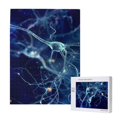 3D Gehirnzelle Neuron Neurologie, 500 Teile Puzzle Holzpuzzle Spielzeug Familienspiel Wanddekoration für Erwachsene Teenager von KEDDJI