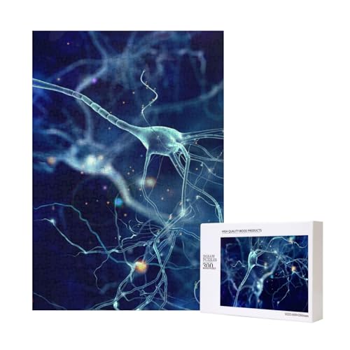 3D Gehirnzelle Neuron Neurologie, Puzzle 300 Teile Holzpuzzle Spielzeug Familienspiel Wanddekoration für Erwachsene Teenager von KEDDJI