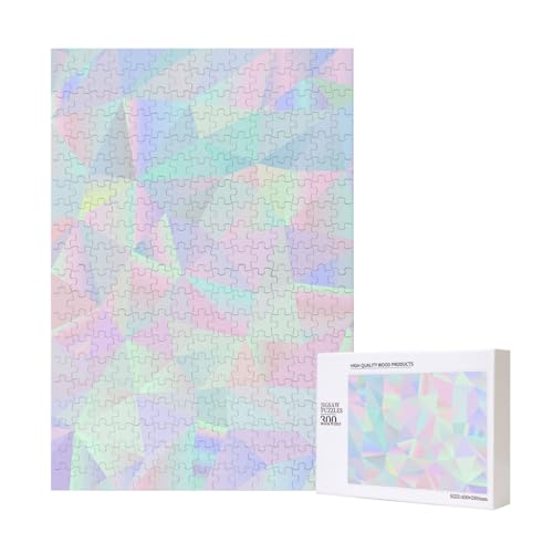 Abstrakt schillernd holographisch Polygonal, Puzzle 300 Teile Holzpuzzle Spielzeug Familienspiel Wanddekoration für Erwachsene Teenager von KEDDJI