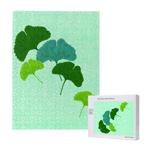 Aquarell Ginkgo Biloba Blatt, 500 Teile Puzzle Holzpuzzle Spielzeug Familienspiel Wanddekoration für Erwachsene Teenager von KEDDJI