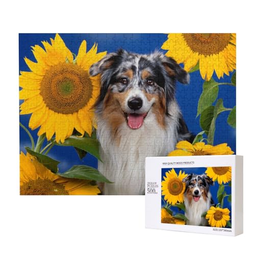 Australischer Schäferhund, Puzzle 500 Teile, Holzpuzzle, Spielzeug, Familienspiel, Wanddekoration für Erwachsene und Teenager von KEDDJI