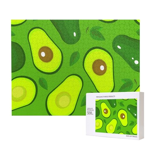 Avocado auf grünem Essen und Trinken, Puzzle 500 Teile, Holzpuzzle, Spielzeug, Familienspiel, Wanddekoration für Erwachsene und Teenager von KEDDJI