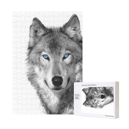 Blauäugiger Wolf, Puzzle 300 Teile Holzpuzzle Spielzeug Familienspiel Wanddekoration für Erwachsene Teenager von KEDDJI