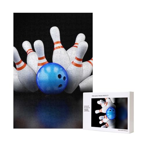 Bowling-Flasche-Druck, Puzzle 300 Teile Holzpuzzle Spielzeug Familienspiel Wanddekoration für Erwachsene Teenager von KEDDJI