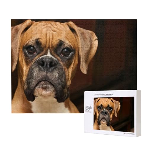 Boxerhund, Puzzle 500 Teile, Holzpuzzle, Spielzeug, Familienspiel, Wanddekoration für Erwachsene und Teenager von KEDDJI