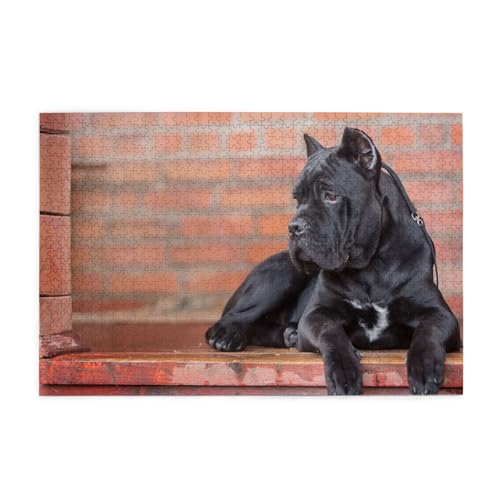 Cane Corso Große Schwarze Hunde Haustiere, Puzzle 1000 Teile, Holzpuzzle, Spielzeug, Familienspiel, Wanddekoration für Erwachsene und Jugendliche von KEDDJI