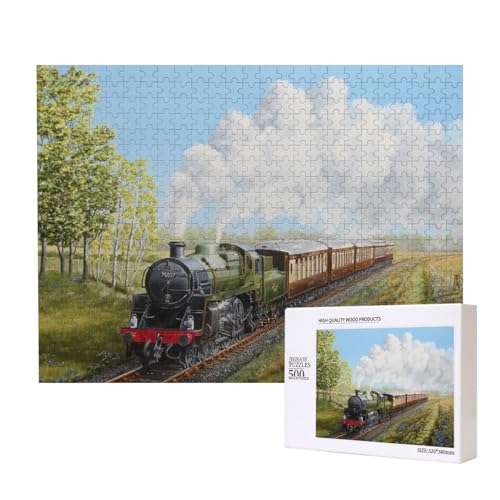 Dampfzug und Eisenbahn, Puzzle 500 Teile, Holzpuzzle, Spielzeug, Familienspiel, Wanddekoration für Erwachsene und Teenager von KEDDJI