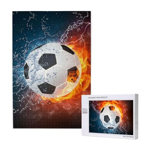 Fußball auf Feuer und Wasser, Puzzle 1000 Teile, Holzpuzzle, Spielzeug, Familienspiel, Wanddekoration für Erwachsene und Teenager von KEDDJI