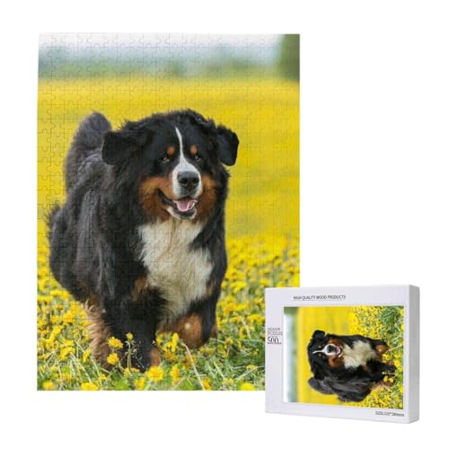 Glücklicher Berner Sennenhund, 500 Teile Puzzle Holzpuzzle Spielzeug Familienspiel Wanddekoration für Erwachsene Teenager von KEDDJI