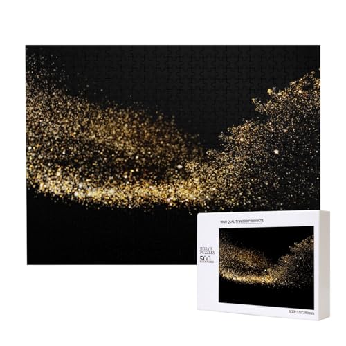 Gold Schwarz Sand Druck, Puzzle 500 Teile, Holzpuzzle, Spielzeug, Familienspiel, Wanddekoration für Erwachsene und Teenager von KEDDJI