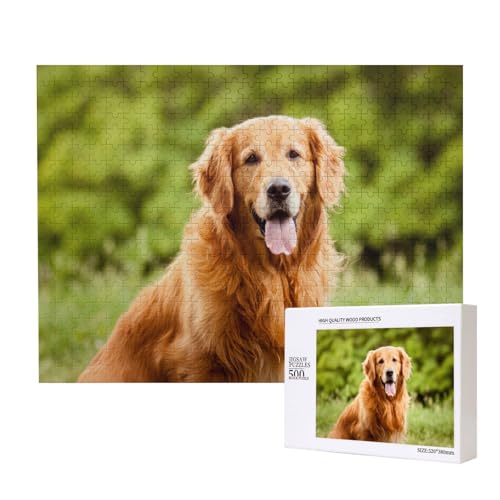 Golden Retriever Hund, Puzzle 500 Teile, Holzpuzzle, Spielzeug, Familienspiel, Wanddekoration für Erwachsene und Teenager von KEDDJI