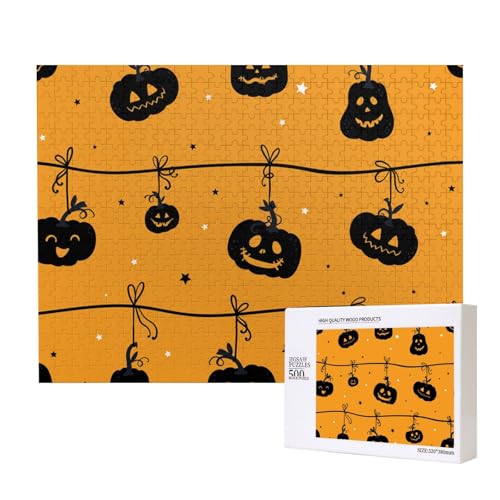 Halloween Kürbis Orange, Puzzle 500 Teile, Holzpuzzle, Spielzeug, Familienspiel, Wanddekoration für Erwachsene und Teenager von KEDDJI