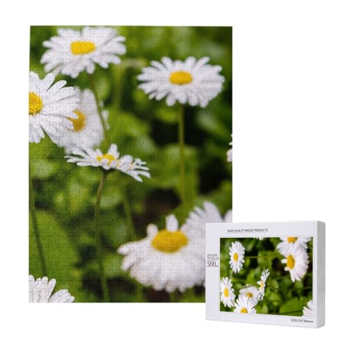 Helle Blume Schönes Gänseblümchen, 500 Teile Puzzle Holzpuzzle Spielzeug Familienspiel Wanddekoration für Erwachsene Teenager von KEDDJI