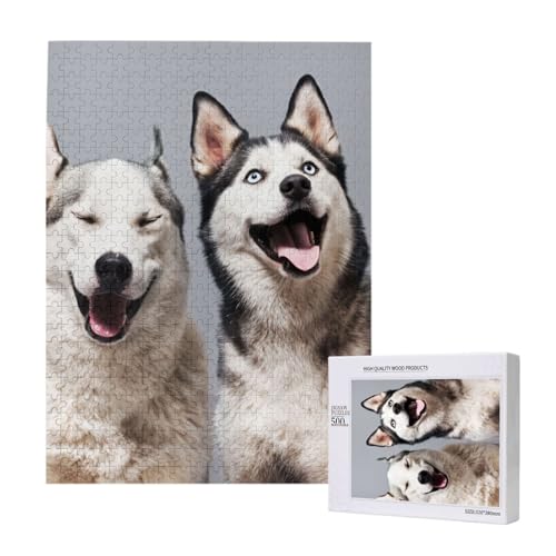 Husky-Druck, 500 Teile Puzzle Holzpuzzle Spielzeug Familienspiel Wanddekoration für Erwachsene Teenager von KEDDJI