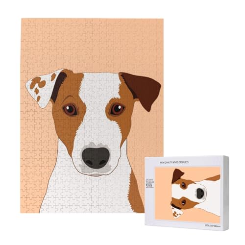 Jack Russell Terrier Hund, 500 Teile Puzzle Holzpuzzle Spielzeug Familienspiel Wanddekoration für Erwachsene Teenager von KEDDJI