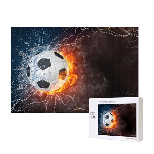 Kaltes Wasser, Feuer, Fußball, Puzzle 300 Teile Holzpuzzle Spielzeug Familienspiel Wanddekoration für Erwachsene Teenager von KEDDJI