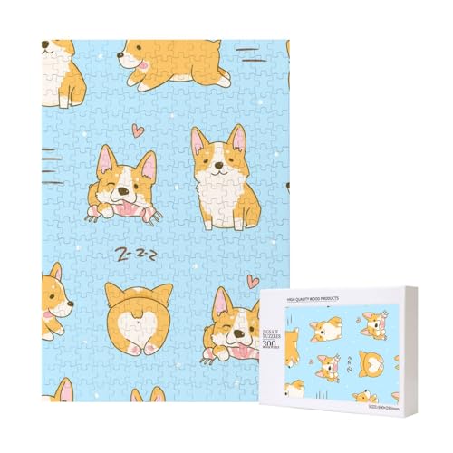 Kawaii Corgi süßer Hund, Puzzle 300 Teile Holzpuzzle Spielzeug Familienspiel Wanddekoration für Erwachsene Teenager von KEDDJI