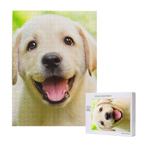 Labrador Retriever Welpe Hund, 500 Teile Puzzle Holzpuzzle Spielzeug Familienspiel Wanddekoration für Erwachsene Teenager von KEDDJI