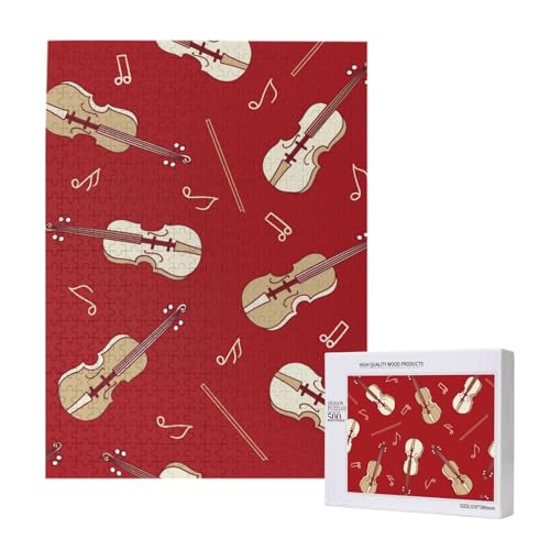 Musik Violine Rote Note, 500 Teile Puzzle Holzpuzzle Spielzeug Familienspiel Wanddekoration für Erwachsene Teenager von KEDDJI