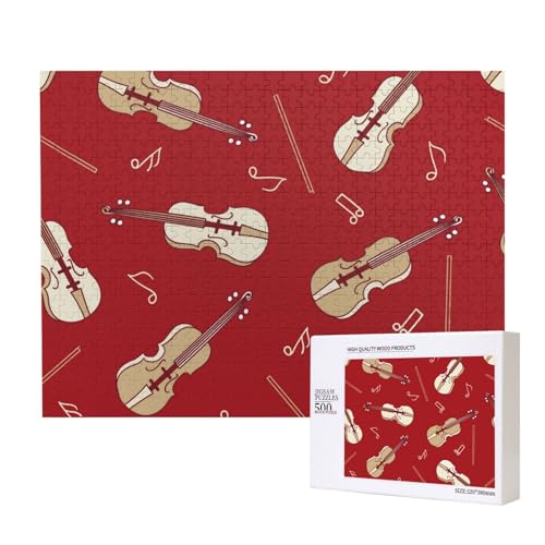 Musik Violine Rote Note, Puzzle 500 Teile, Holzpuzzle, Spielzeug, Familienspiel, Wanddekoration für Erwachsene und Teenager von KEDDJI