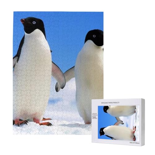 Pinguin Druck, 500 Teile Puzzle Holzpuzzle Spielzeug Familienspiel Wanddekoration für Erwachsene Teenager von KEDDJI