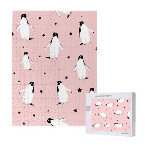 Pinguine Sterne Seevogel, 500 Teile Puzzle Holzpuzzle Spielzeug Familienspiel Wanddekoration für Erwachsene Teenager von KEDDJI