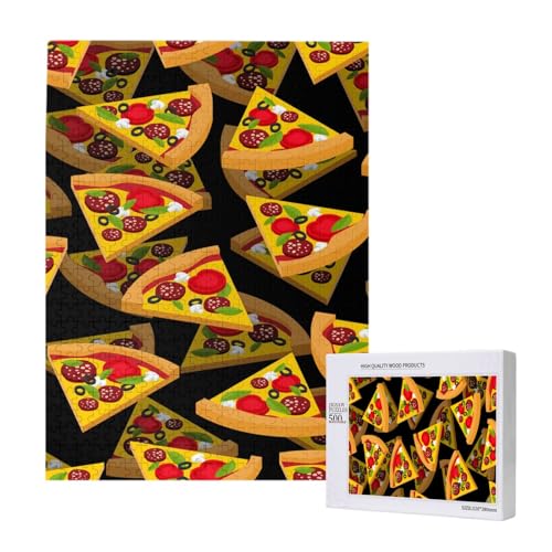 Pizza 3D, 500 Teile Puzzle Holzpuzzle Spielzeug Familienspiel Wanddekoration für Erwachsene Teenager von KEDDJI