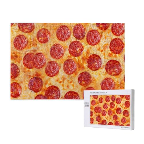 Pizza Peperoni 3D-Modell, Puzzle 1000 Teile, Holzpuzzle, Spielzeug, Familienspiel, Wanddekoration für Erwachsene und Teenager von KEDDJI