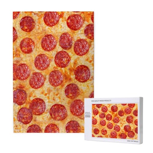 Pizza Peperoni 3D-Modell, Puzzle 1000 Teile, Holzpuzzle, Spielzeug, Familienspiel, Wanddekoration für Erwachsene und Teenager von KEDDJI