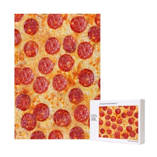 Pizza Peperoni 3D-Modell, Puzzle 300 Teile Holzpuzzle Spielzeug Familienspiel Wanddekoration für Erwachsene Teenager von KEDDJI