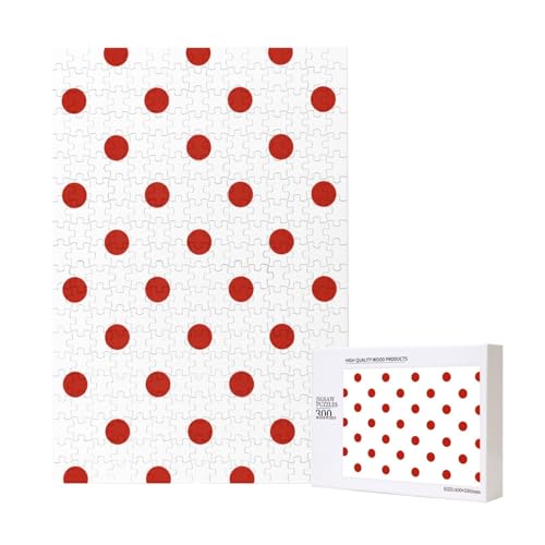 Polka Dots Polkadots Roter Punkt, Puzzle 300 Teile Holzpuzzle Spielzeug Familienspiel Wanddekoration für Erwachsene Teenager von KEDDJI