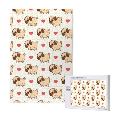 Puglie Mops, Puzzle 1000 Teile, Holzpuzzle, Spielzeug, Familienspiel, Wanddekoration für Erwachsene und Teenager von KEDDJI