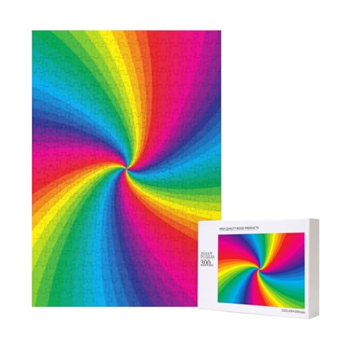 Regenbogen Bunte Spirale, Puzzle 300 Teile Holzpuzzle Spielzeug Familienspiel Wanddekoration für Erwachsene Teenager von KEDDJI