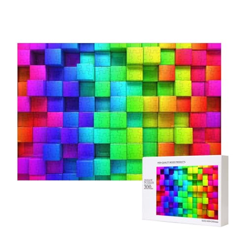 Regenbogenfarbenes Plaid, Puzzle 300 Teile Holzpuzzle Spielzeug Familienspiel Wanddekoration für Erwachsene Teenager von KEDDJI