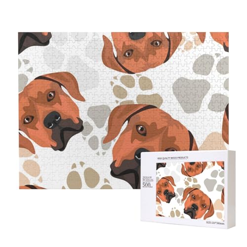 Rhodesian Ridgeback mit Liebe, Puzzle 500 Teile, Holzpuzzle, Spielzeug, Familienspiel, Wanddekoration für Erwachsene und Teenager von KEDDJI