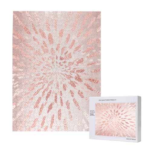 Rosa Rose Gold Blush Gold Striche Streifen Glanz, 500 Teile Puzzle Holzpuzzle Spielzeug Familienspiel Wanddekoration für Erwachsene Teenager von KEDDJI