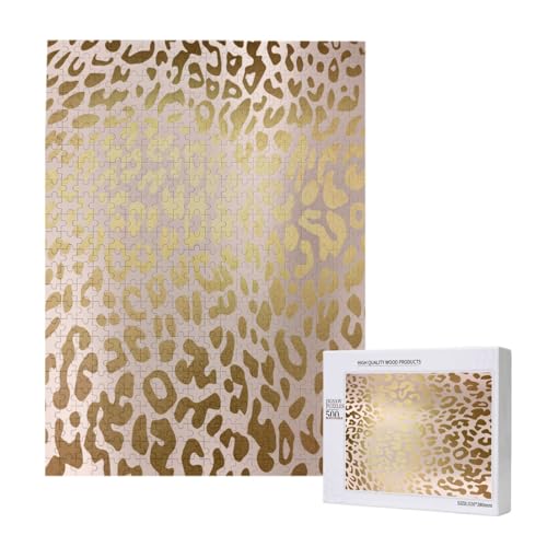 Rosa Roségold Metallic Stahl Leopard Tierhaut, 500 Teile Puzzle Holzpuzzle Spielzeug Familienspiel Wanddekoration für Erwachsene Teenager von KEDDJI