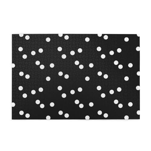 Schwarz Weiß Polka Dots Gedruckt, Puzzle 1000 Teile, Holzpuzzle, Spielzeug, Familienspiel, Wanddekoration für Erwachsene und Jugendliche von KEDDJI
