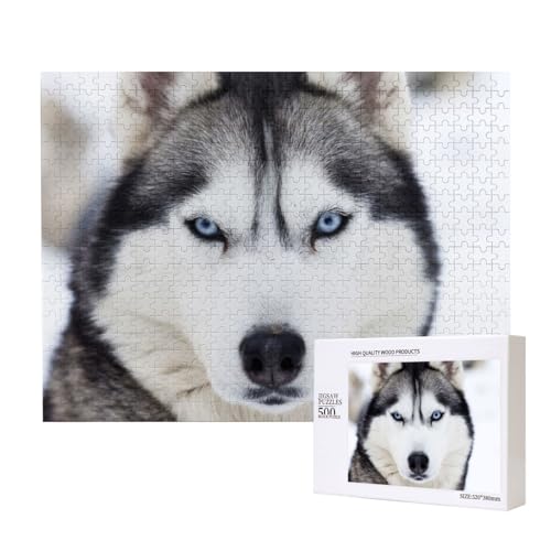 Süßer Husky, Puzzle 500 Teile, Holzpuzzle, Spielzeug, Familienspiel, Wanddekoration für Erwachsene und Teenager von KEDDJI