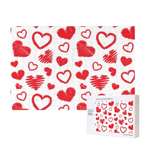 Valentinstag Herz, Puzzle 300 Teile Holzpuzzle Spielzeug Familienspiel Wanddekoration für Erwachsene Teenager von KEDDJI