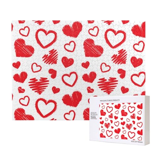 Valentinstag Herz, Puzzle 500 Teile, Holzpuzzle, Spielzeug, Familienspiel, Wanddekoration für Erwachsene und Teenager von KEDDJI