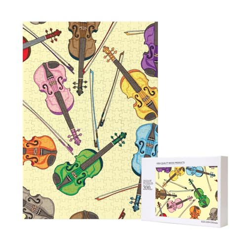 Violine Musik Note, Puzzle 300 Teile Holzpuzzle Spielzeug Familienspiel Wanddekoration für Erwachsene Teenager von KEDDJI