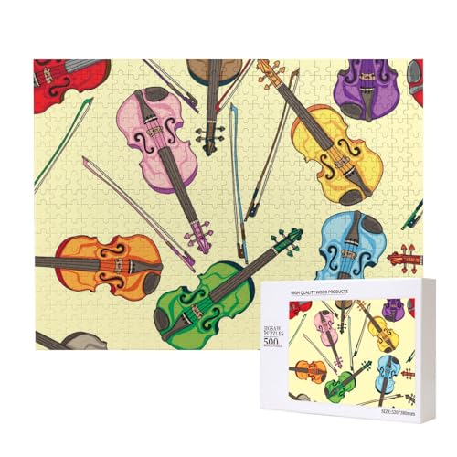 Violine Musik Note, Puzzle 500 Teile, Holzpuzzle, Spielzeug, Familienspiel, Wanddekoration für Erwachsene und Teenager von KEDDJI