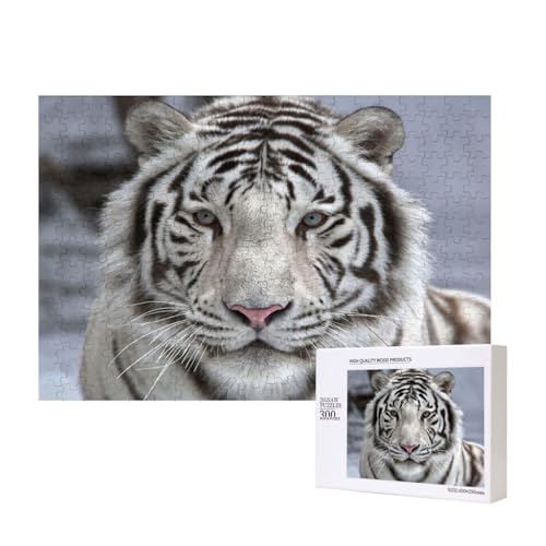 Winterweißer Tiger, Puzzle 300 Teile Holzpuzzle Spielzeug Familienspiel Wanddekoration für Erwachsene Teenager von KEDDJI