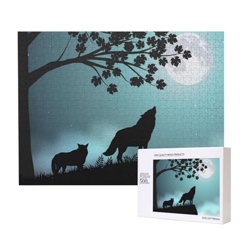 Wolf, Puzzle 500 Teile, Holzpuzzle, Spielzeug, Familienspiel, Wanddekoration für Erwachsene und Teenager von KEDDJI