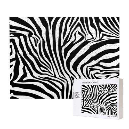 Zebra-Muster, Puzzle 500 Teile, Holzpuzzle, Spielzeug, Familienspiel, Wanddekoration für Erwachsene und Teenager von KEDDJI