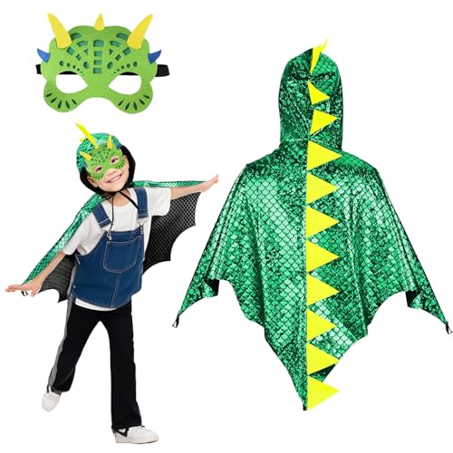Dinosaurier KostüM Umhang Kinder Karneval: Jungen MäDchen DinokostüM 2 StüCk Mit Dino Maske Halloween Fasching Karneval Pterosaurier Verkleidung Cosplay Party KöStum DrachenflüGel Cape Kleidung Dinosaurier KostüM Umhang Kinder Karneval: Jungen MäDchen DinokostüM 2 StüCk Mit Dino Maske Halloween Fasching Karneval Pterosaurier Verkleidung Cosplay Party KöStum DrachenflüGel Cape Kleidung von KEEBAX