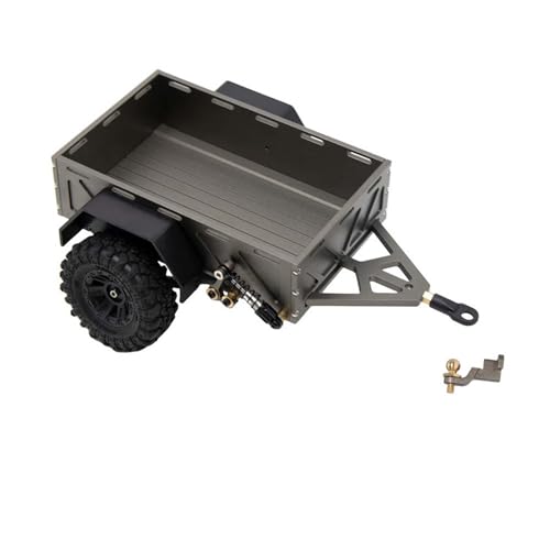 KEEDA 1/18 1/24 RC Crawler Auto Aluminium-Legierung Anhänger Trailer für 1:18 TRX4M 1:24 AXIAL SCX24 RC Crawler Car Upgrade-Zubehör (Dunkel Titan) von KEEDA